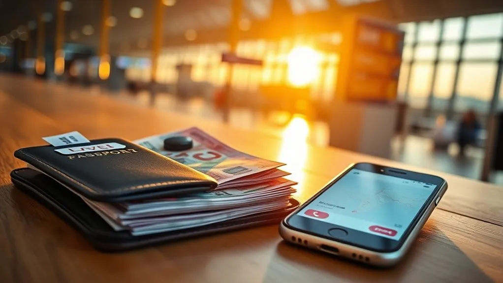 Traveler organizing local currency and cards for flexible daily spending