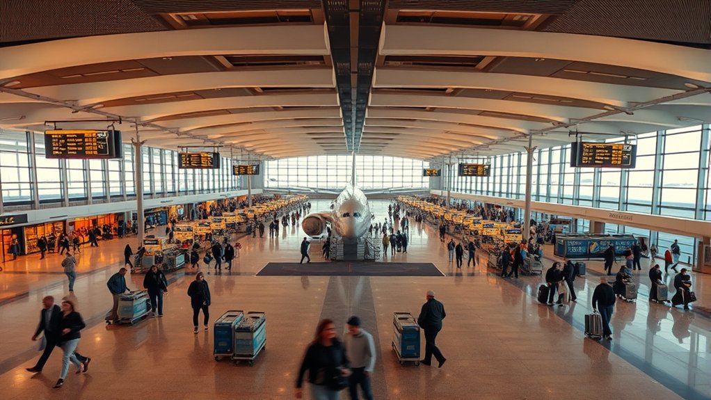 Diagram illustrating centralized flight connection points in an airline hub-and-spoke system