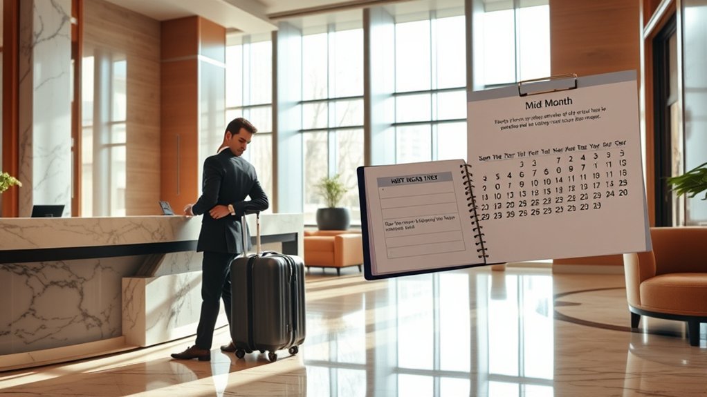 Hotel check-in and checkout dates from the 12th to the 17th