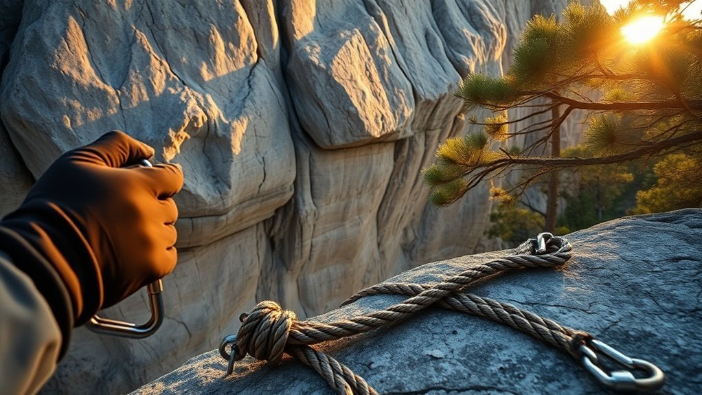 Climber comparing routes before starting a climb