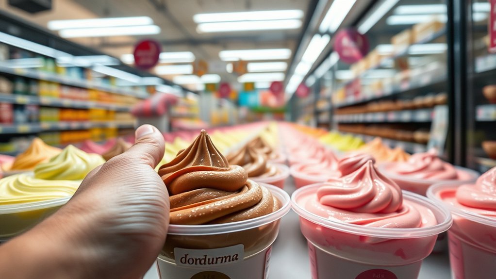Classic Turkish dondurma flavors including plain pistachio chocolate and fruit