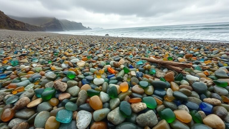 colorful glass pebble shores