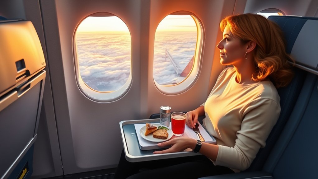 My Porter Airline Ticket to Someone: Best Routes & Travel Tips Passenger using onboard amenities on a Porter Airlines flight