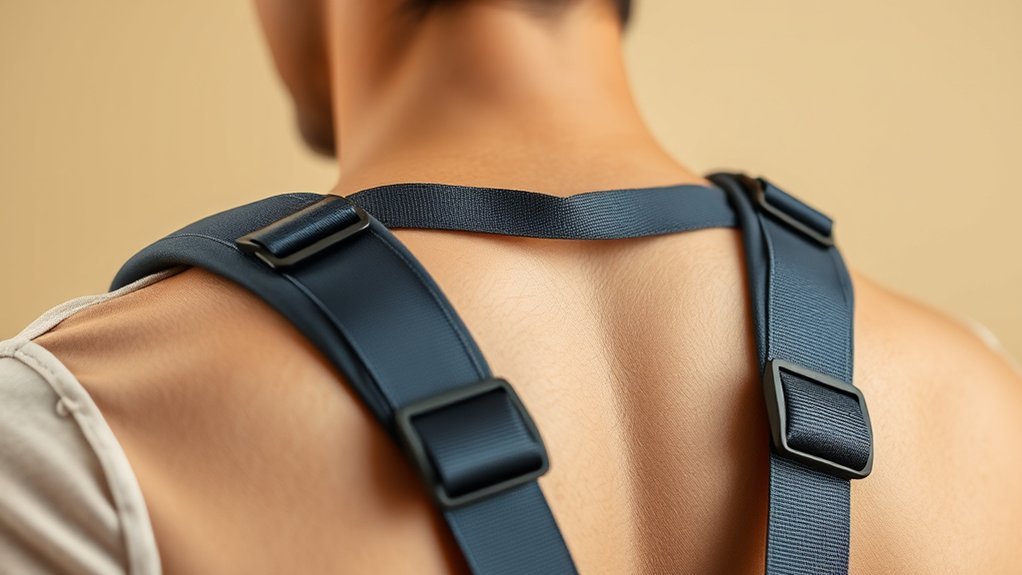 Contoured backpack shoulder straps resting closely around a hiker's shoulders