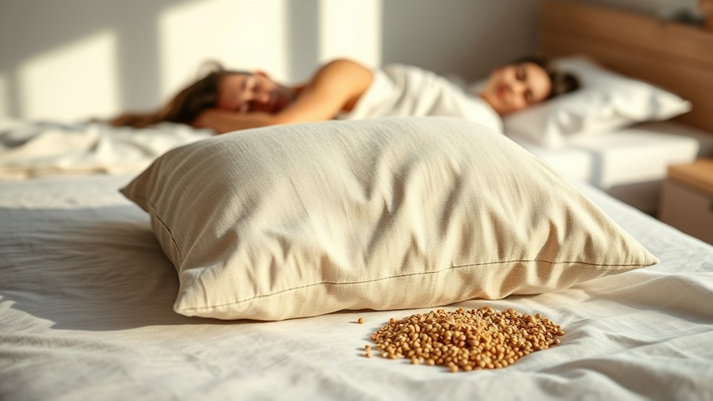 Buckwheat pillow with zippered cover and replaceable hull filling