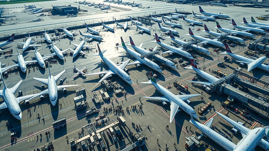 Busy airline hub managing congestion, competition, and sustainability