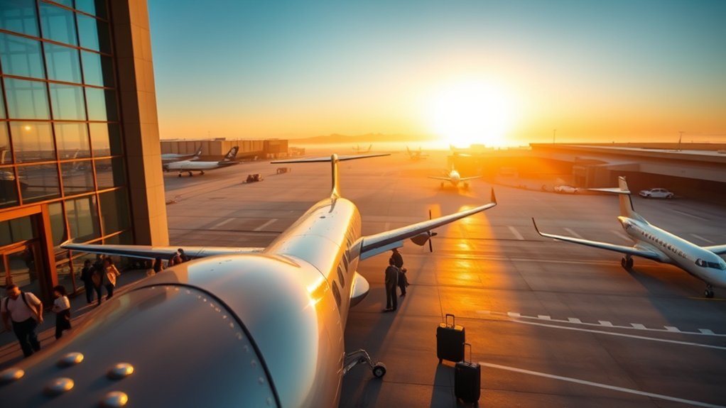 Regional aircraft connecting an underserved airport with a major hub