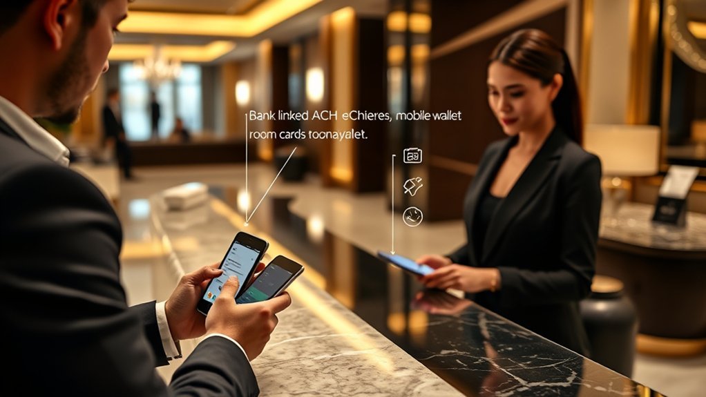 Comparison of hotel payment methods including ACH, cards, wallets, and pay later