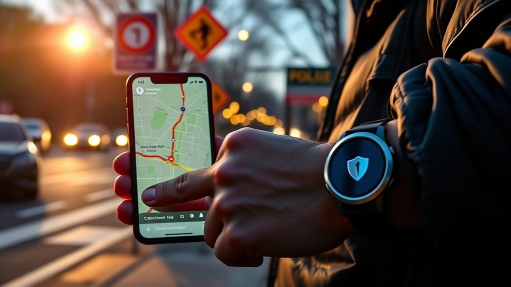 driver reviewing a safer road-trip route before departure