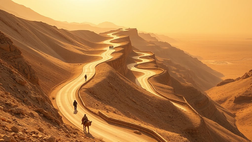 Steep desert descent on the ancient road from Jerusalem to Jericho