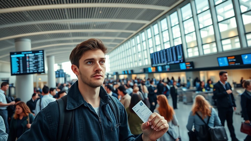 Passenger walking through an airport terminal illustrating domestic flights unrestricted by child support arrears
