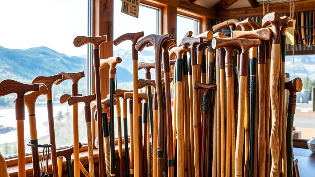 Trekking pole materials, adjustable length, grips, locks, and trail tips