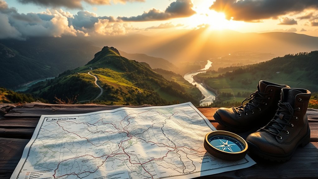 person planning an outdoor walking route with waypoints on a digital map