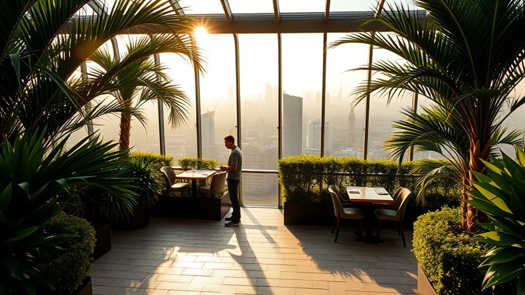 Landscaped terraces inside Sky Garden London