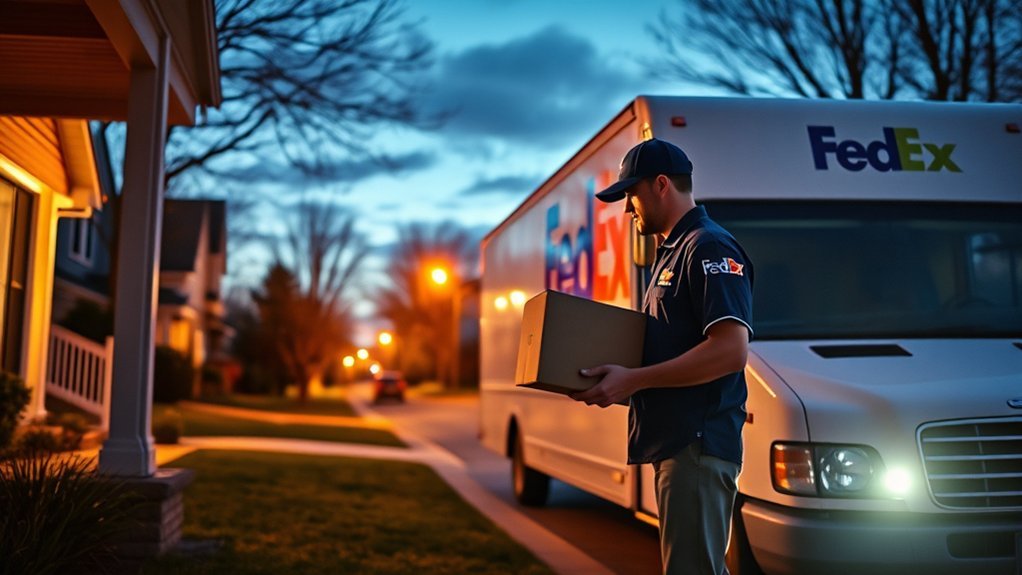 Dies Fedex Deliver After 5Pm: Everything You Need to Know FedEx Home Delivery truck delivering residential packages after 5 PM