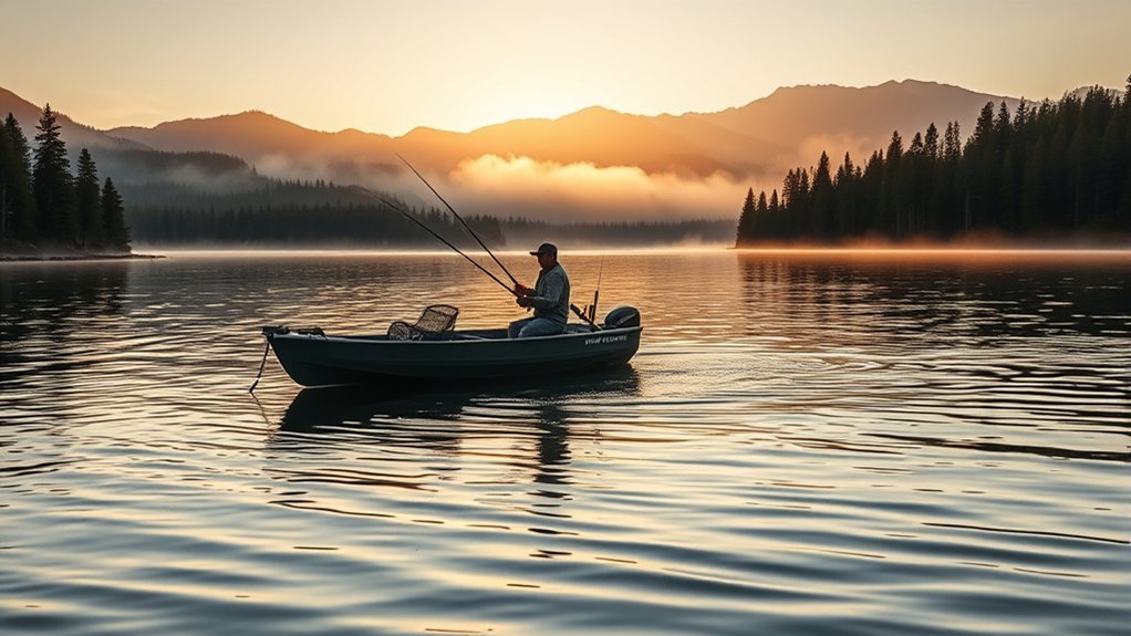 Angler fishing during Lake Easton's open trout season