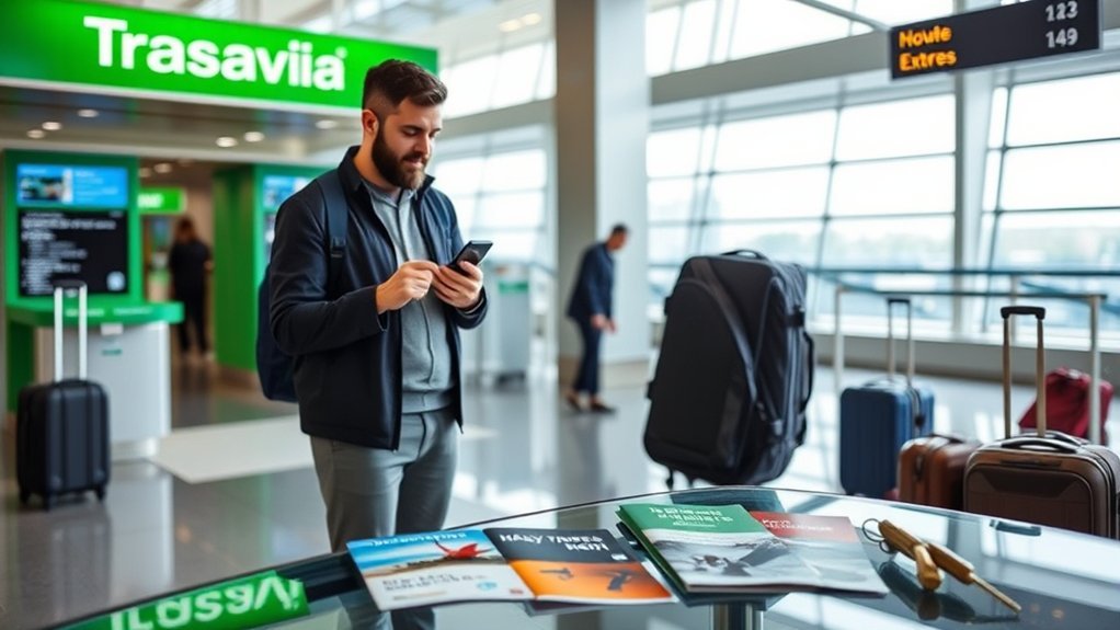 traveler comparing Transavia flight fares and holiday package options