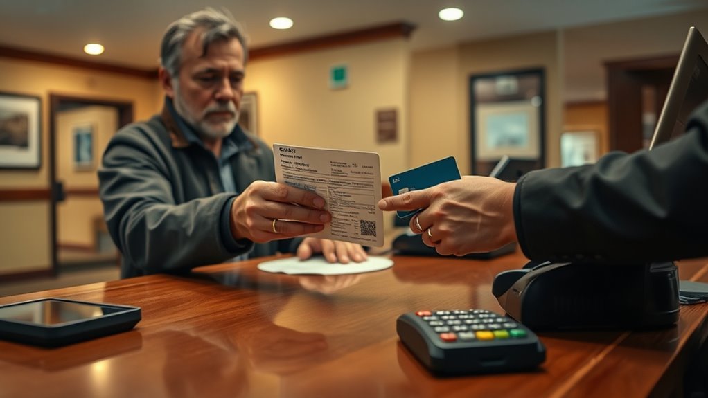 Guest reviewing motel payment options without a credit card