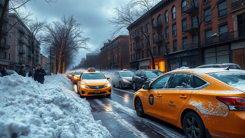 Snow and icy conditions disrupting travel during a harsh New York winter