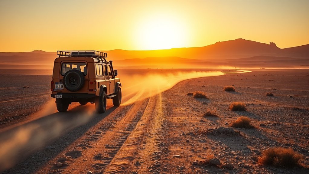 Gobi: Everything You Need to Know Four-wheel-drive van traveling on an unpaved road in the Gobi Desert