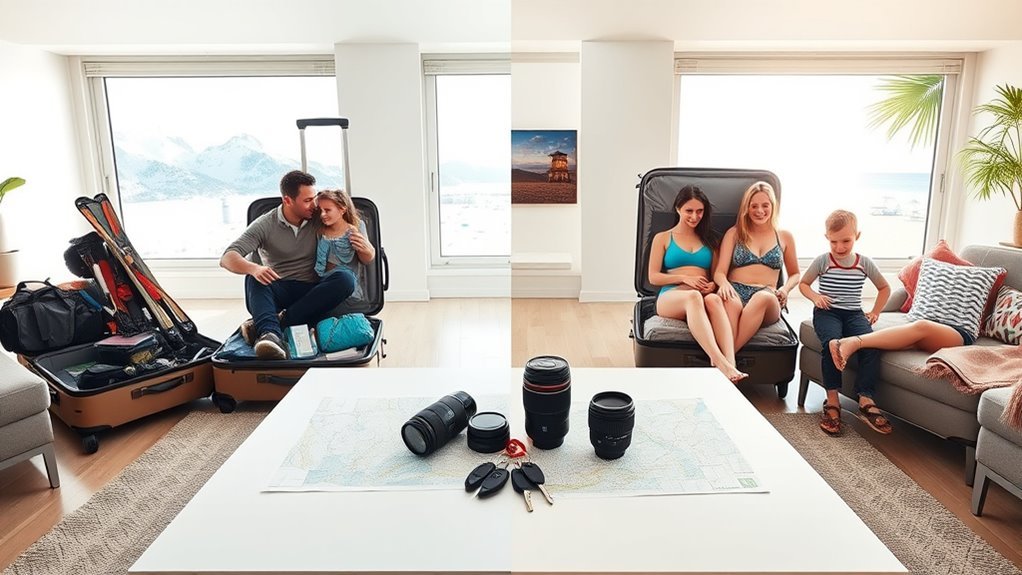 travelers arranging a home exchange vacation