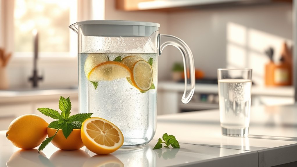Cleaner-tasting water poured from the LifeStraw 7-Cup Glass pitcher