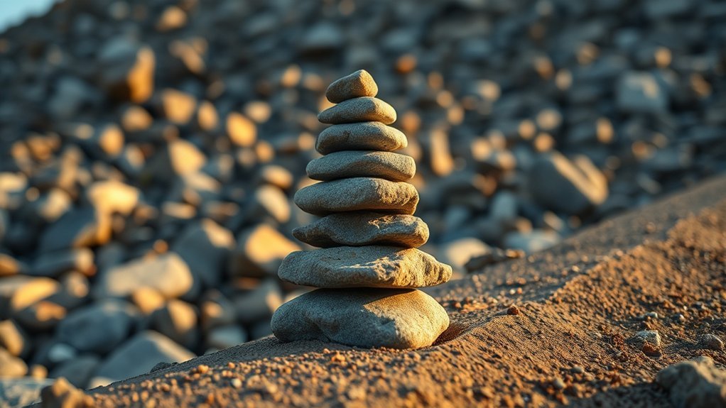 Stable stone cairns positioned as intentional hiking route markers