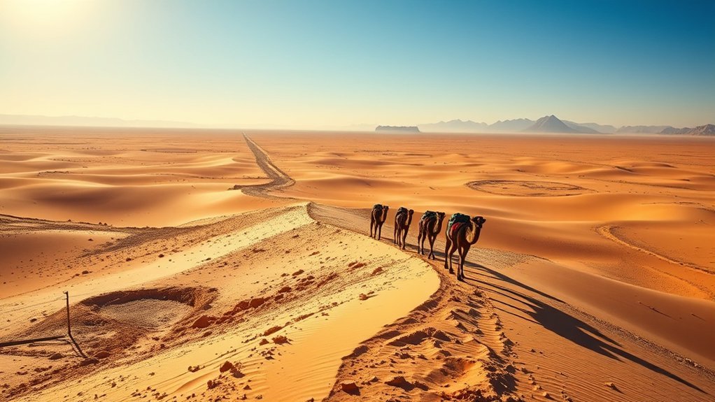 Historical depiction of a caravan journeying through Sinai desert landscape