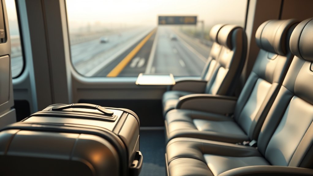 BestBus luggage compartment, passenger seating and onboard amenities
