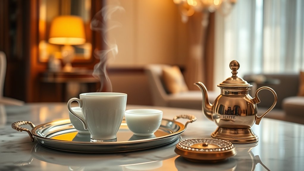 Luxury tea and coffee service in a Taj Hotels lounge