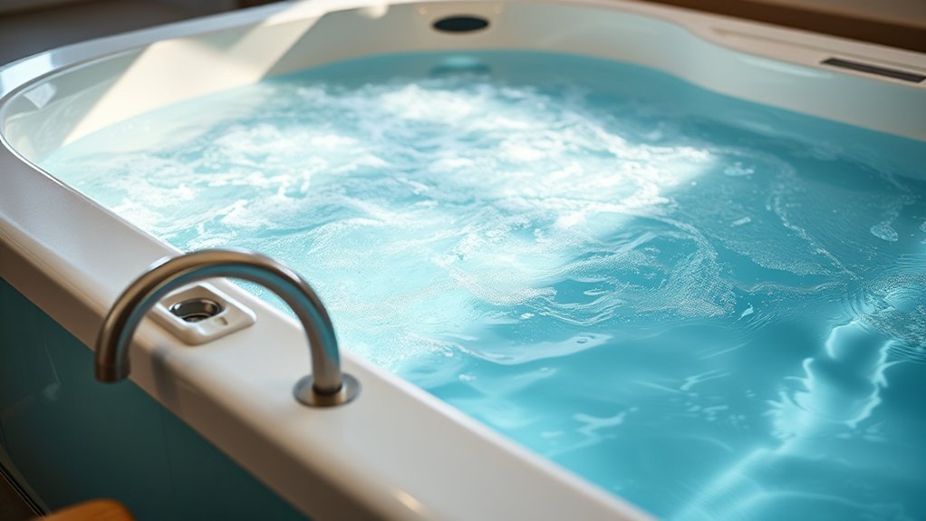 Checking the safe water level and temperature of a Swisspa