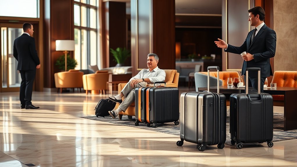 Early And Late Checkin Availibiltiy Upon Request: Complete Hotel Guide Traveler stores luggage at a hotel while waiting for an early check-in request