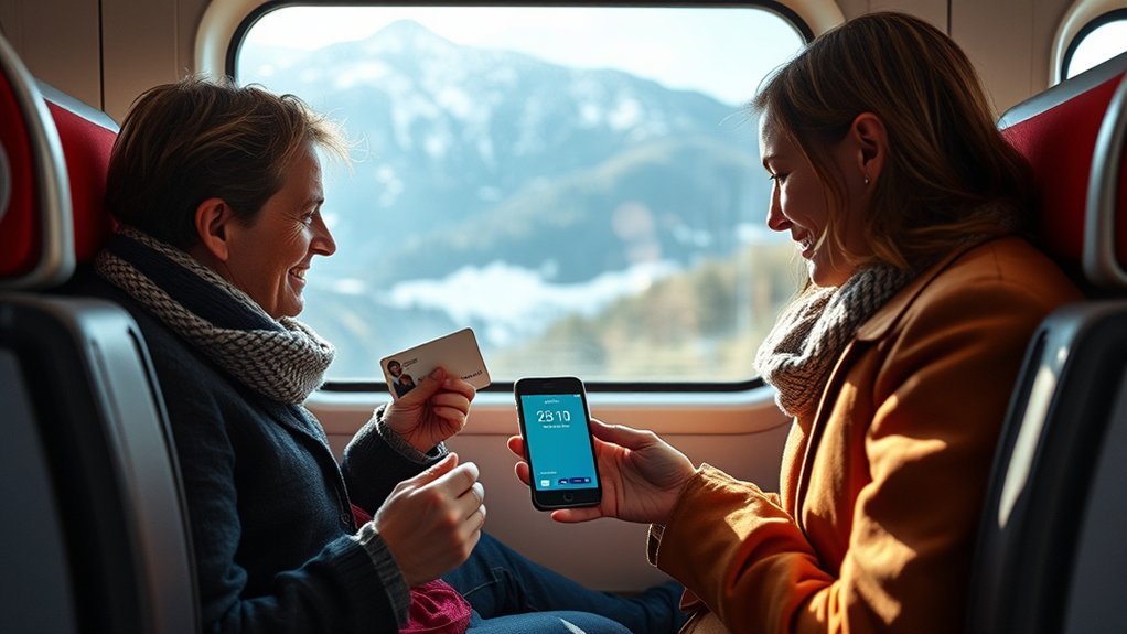 One traveler presenting an individual Swiss travel pass on a mobile smartphone
