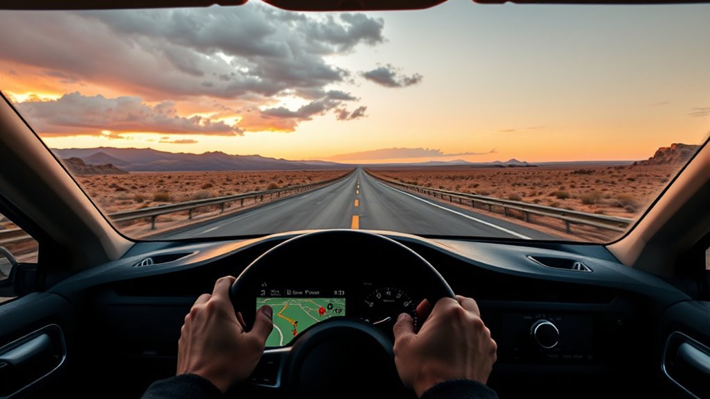 Road map showing an optimized long-distance driving route