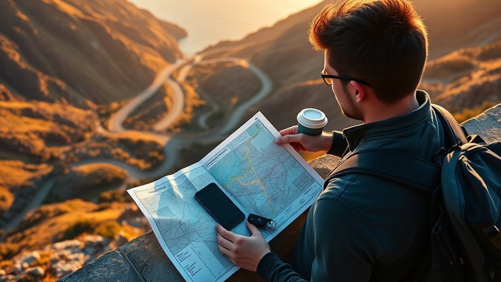 Driver comparing route travel times and distances in a navigation app