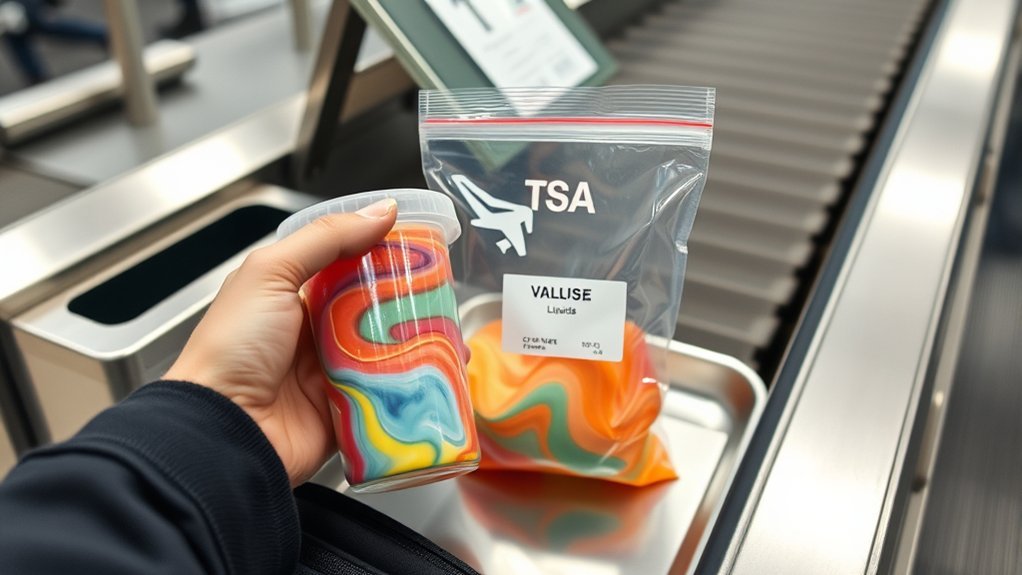 Packing an oversized slime container into checked luggage instead of carry-on