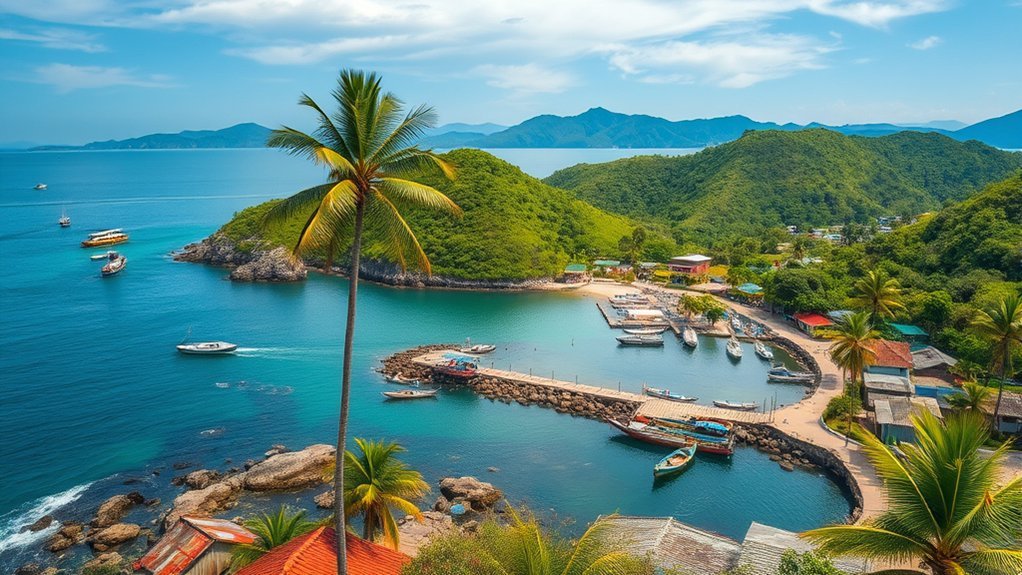 Aerial view of Hon Son Island's rugged coastline in southern Vietnam
