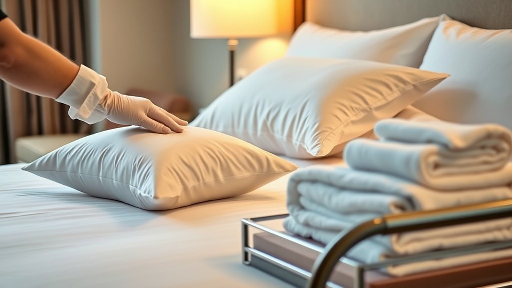 Hotel pillows covered with clean pillowcases for guest hygiene and comfort
