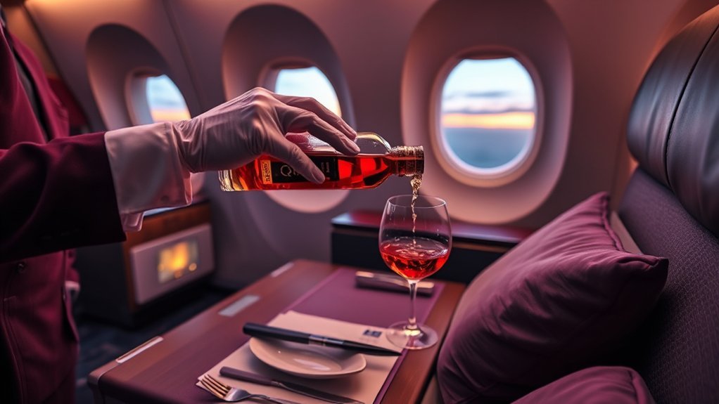 Qatar Airways Business Class premium drinks and on-demand service