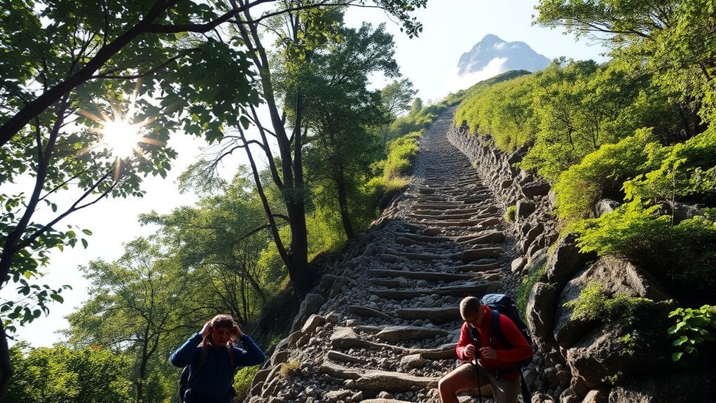 Is 0.6Km With 111M Elevation Gain Considered Alot For Hiking?: Distance & Travel Options Hiker preparing physically and mentally for a steep uphill trail