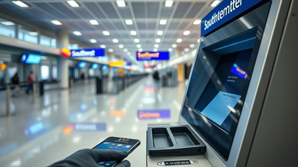Wherw.Do.I.Print My Southelwest Tickegs: Everything You Need to Know Traveler printing a Southwest boarding pass at an airport kiosk