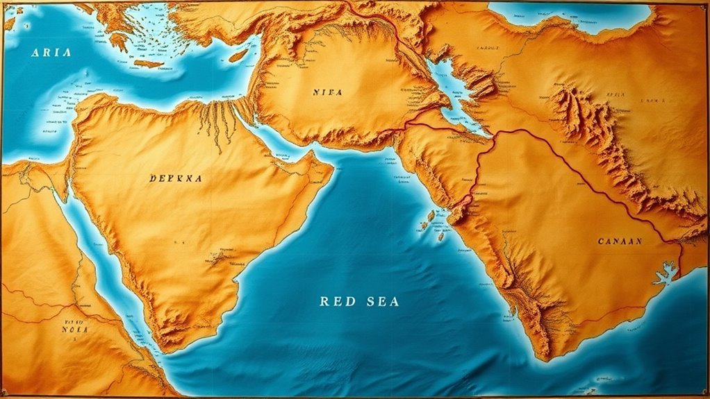 Illustration of the Exodus journey through the wilderness after the sea crossing