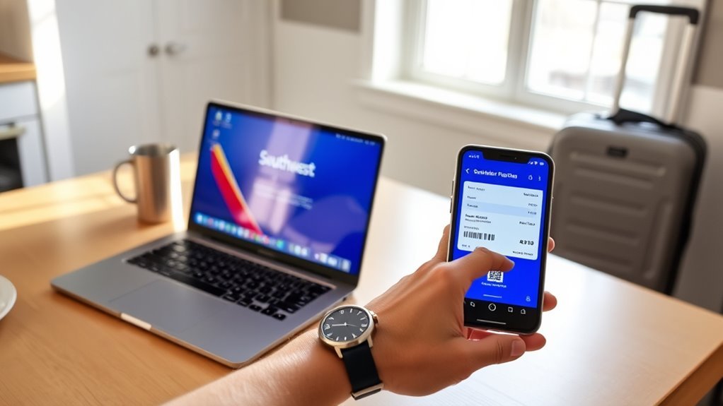Southwest app and website flight check-in steps