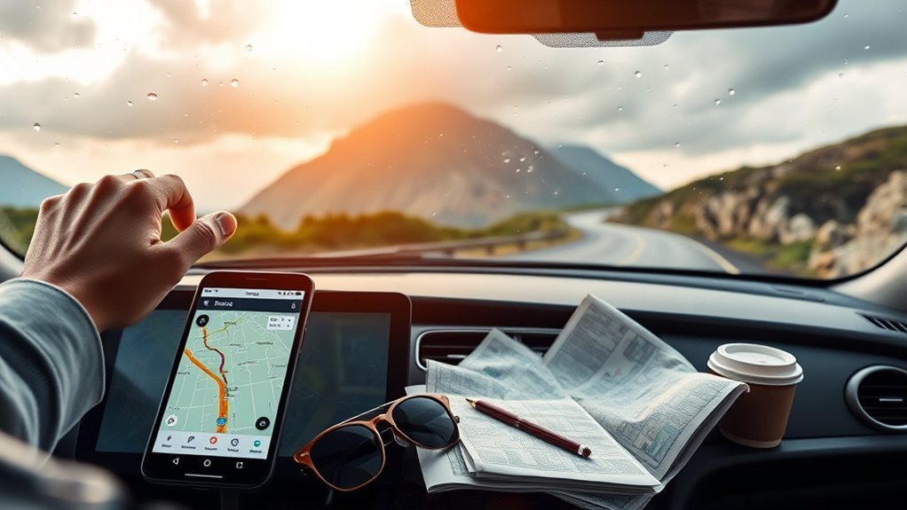 Navigation app displaying a safe real-time detour around traffic and a road closure