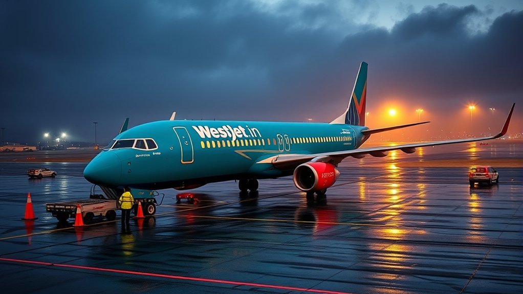 WestJet aircraft representing the airline's current safety and service ratings