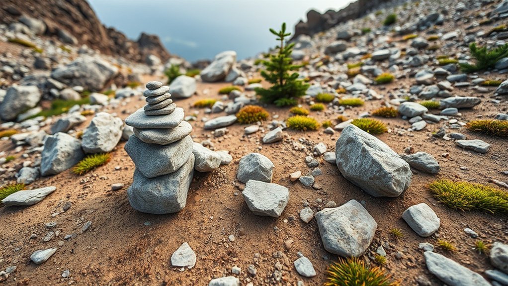 A rock cairn standing on a trail showcasing Leave No Trace ethics