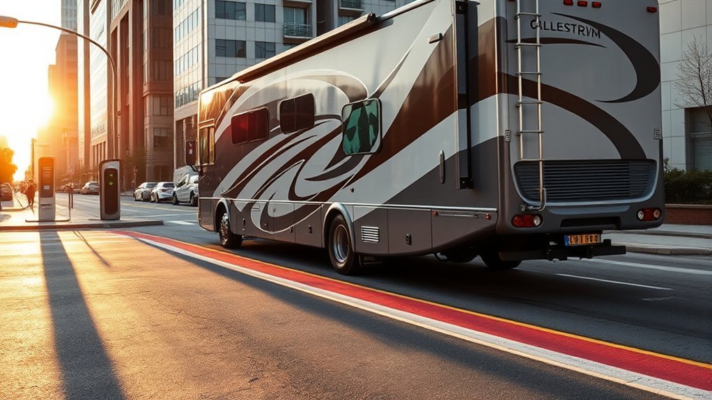 Large vehicle parked safely in a designated parking area