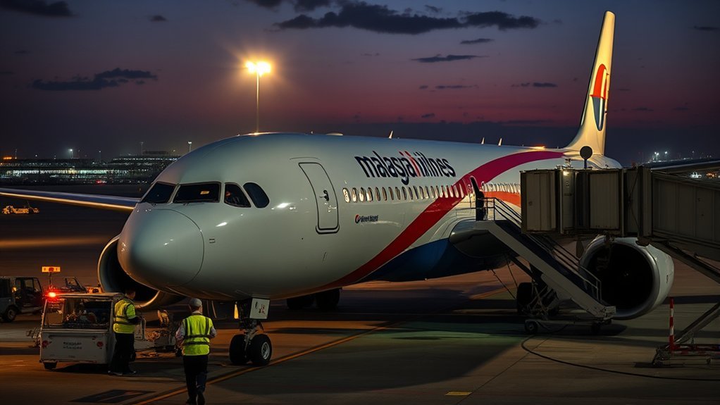 Malaysia Airlines aircraft prepared for international passenger travel