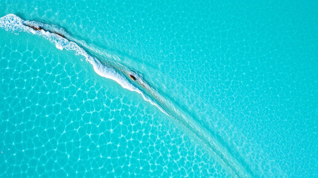 Pale carbonate sand beneath clear shallow Bahamian water