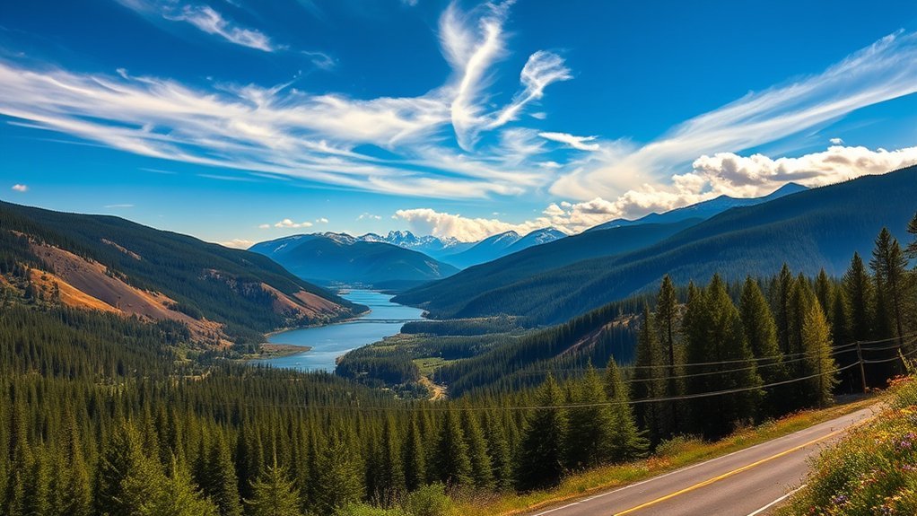 Moyie River Canyon Bridge and mountain viewpoint along US-2 near Bonners Ferry, Idaho